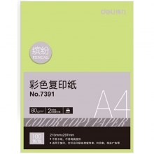 得力（Deli）7391 彩色复印纸 297*210mm A4 80克 浅绿色 100张/包 单包装