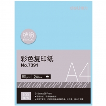 得力（Deli）7391 彩色复印纸 297*210mm A4 80克 浅蓝色 100张/包 单包装