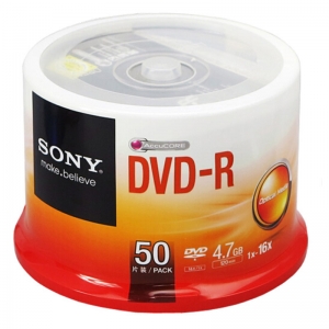 索尼（SONY）DVD-R 16速 4.7G 碟片/光盘/刻录盘/空白光盘 桶装50片