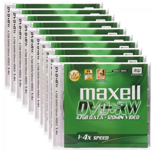麦克赛尔（maxell）DVD+RW 2速4.7G 可擦写 碟片/光盘/刻录光盘/光碟/空白光盘 单片装 盒装10片