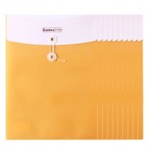 齐心（Comix）A1829 双色双袋绳扣袋/缠绳袋/档案袋 A4 透明/竖式 10个装 橙色