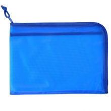 渡美（Dumei）NF-383  加厚PVC带内网透明文件袋/L开口型单拉链资料袋 A4 (35*26cm)  深蓝色