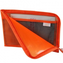 渡美（Dumei）NF-383  加厚PVC带内网透明文件袋/L开口型单拉链资料袋 A4 (35*26cm)  橙色