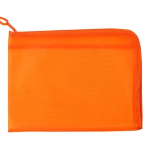 渡美（Dumei）NF-383  加厚PVC带内网透明文件袋/L开口型单拉链资料袋 A4 (35*26cm)  橙色