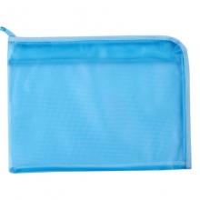 渡美（Dumei）NF-383  加厚PVC带内网透明文件袋/L开口型单拉链资料袋 A4 (35*26cm)  浅蓝色