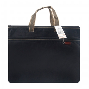 渡美（Dumei）NF-263 多功能手提双拉链文件袋 A4 36*27.5cm 黑色