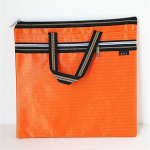 易利文（YILIWEN）915-3 水立方纹手提双拉链 37.5*30.5cm 橙色