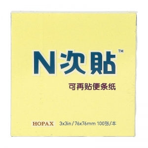 N次贴（STICKN）31005 可再贴便签纸/便利贴/百事贴/报事贴/告事贴 76×76mm 黄色 100张/本 12本/包