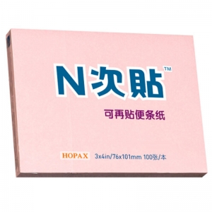 N次贴（STICKN）31010 可再贴便条纸/便利贴/百事贴/便签纸/报事贴/告事贴 76×100mm 粉色 100张/本 12本/包