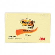 3M（3M）653-2PK 经典系列便条纸/报事贴 38*51mm 黄色 200张/本 12本/包