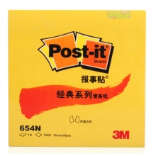 3M（3M）654N 经典系列便条纸/报事贴 76*76mm 荧光黄色 12本/包