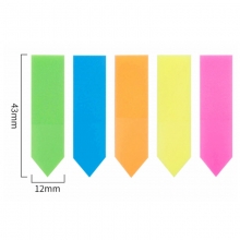 得力（deli）9064 荧光膜指示标签/彩色指示标签/百事贴 43*12mm 五色带箭头
