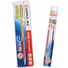 齐心（Comix）R980 子弹头笔芯/通用中性笔芯/水笔芯/签字笔替芯 0.5mm 红色 20支/盒