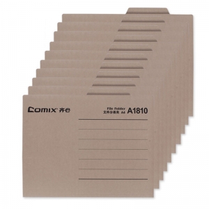 齐心（Comix）A1810 纸质文件夹/分类夹/分类卡/纸夹/单片夹横式二页夹 A4 灰色 十个装