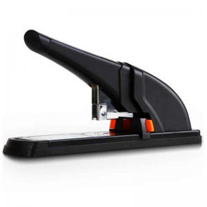 得力（deli）0387 重型厚层订书机/省力加厚订书器 80页（适用书针23/6~23/13）黑色