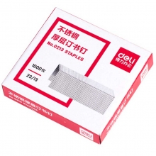 得力（deli）0213 不锈钢厚层订书钉/加厚订书针 80页 23/13 单盒装