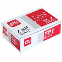 得力（deli）0016 纸盒装2#镀镍大头针 25mm 50克/盒 10盒装