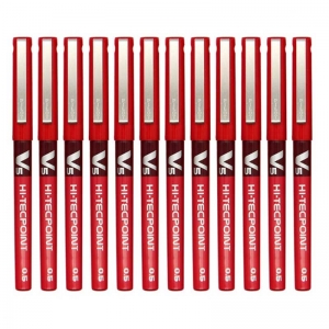 百乐（PILOT）BX-V5 针管笔/水性笔/走珠签字笔 0.5mm 红色 12支装