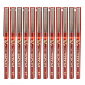百乐（PILOT）BX-V7 针管笔/水性笔/走珠签字笔 0.7mm 红色 12支装