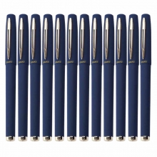 宝克（BAOKE）PC1828 大容量中性笔/磨砂杆签字笔（替芯PS1930）0.5mm 蓝色 12支/盒