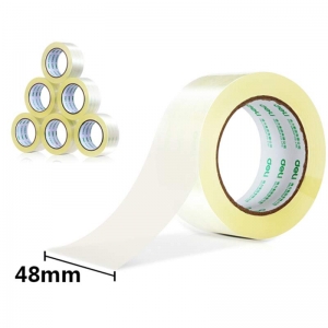 得力（deli）30205 透明封箱胶带/宽胶带 48mm*100y*50um（91.4米） 6卷/筒