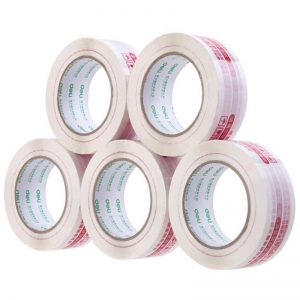 得力（deli）33445 快递打包胶带/警示语封箱胶带 42mm*120米 白底红字 5卷装