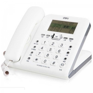 得力（deli）790 办公电话机 30°倾角/大屏显示/温度显示/万年历（白色）