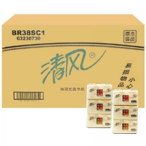 清风（APP）BR38SC 原木纯品系列面巾纸/抽纸/软抽纸巾（小）206*136mm 2层*200抽*3包*16提/箱