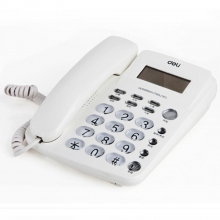 得力（deli）787 电话机/座机 透明按键/免电池/来电显示（素雅白）