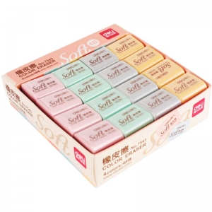 得力（deli）7543 柔软彩色4B橡皮擦 小号 3*2.7*1.2mm 混色 48块装