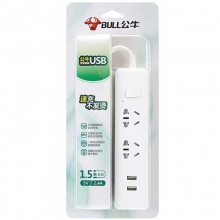 公牛（BULL）GNV-UUA122 智能USB电源插座/插线板/接线板 USB接口2个+插孔2个 1.5米
