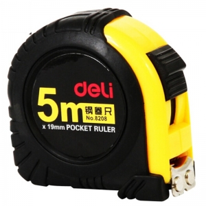 得力（deli）8208 全包胶带锁定钢卷尺/测量尺 5m