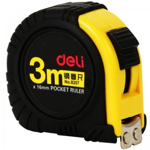 得力（deli）8207 全包胶带锁定钢卷尺/测量尺 3m