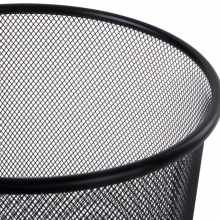 得力（deli）9190 金属网状垃圾桶/圆形纸篓 中号（直径26.6cm）黑色
