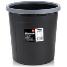得力（deli）9555 加厚耐用带压圈垃圾桶/清洁桶（高26.3*直径25.6cm）黑色