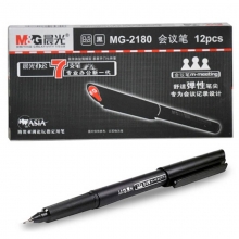 晨光（M&G）MG2180 会议笔/办公碳素纤维头中性笔/签字笔 0.5mm 黑色 12支装