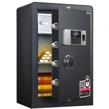 得力（deli）4106 指纹款电子密码保管箱保险柜 单门 高60cm 黑色