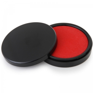 得力（deli）9870 大号圆形塑壳秒干印台印泥 Φ95mm 水性 红色