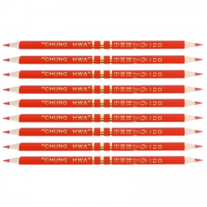 中华（GHUNG HWA）120 HB 全红双头铅笔/红色铅芯/彩色铅笔/特种铅笔 10支装