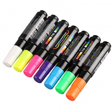 宝克（BAOKE）MP4902 LED电子屏广告彩绘笔/可擦荧光板笔/水性彩色标记笔/POP荧光笔 扁头10mm（粉红色）6支/盒