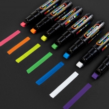 宝克（BAOKE）MP4902 LED电子屏广告彩绘笔/可擦荧光板笔/水性彩色标记笔/POP荧光笔 扁头10mm（粉红色）6支/盒