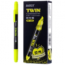 宝克（BAOKE）MP492 双头荧光笔/重点醒目标记笔 12支/盒 黄色